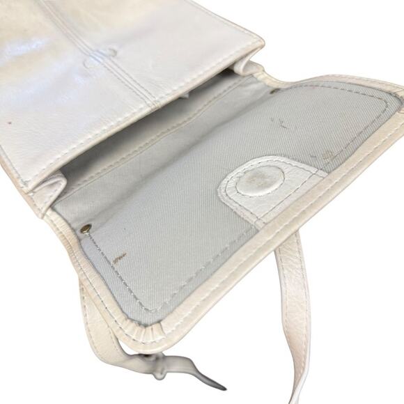 American Leather Co Cream Ivory Leather Crossbody Small Purse Card Organizer Bag - Picture 15 of 16